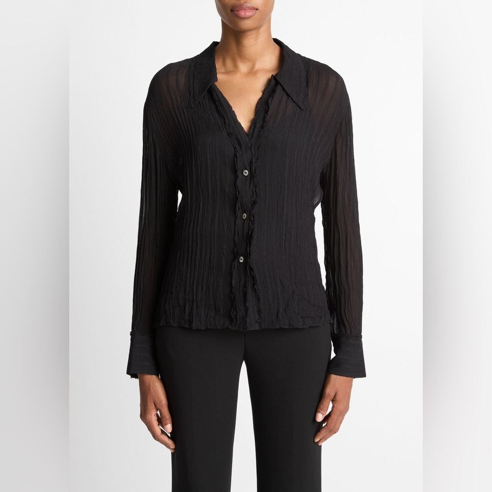 VINCE Crushed Stripe Button-Front Shirt